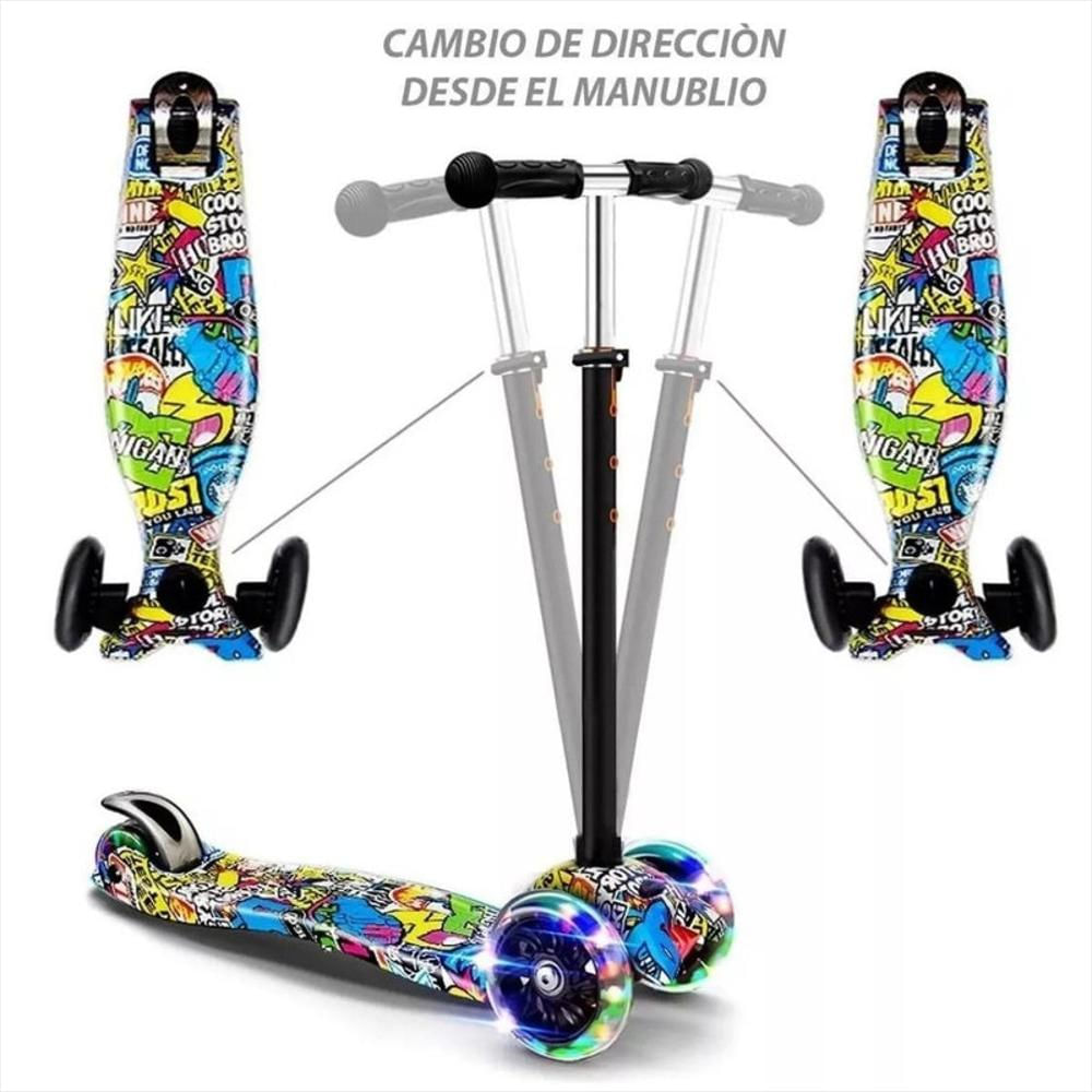 Patineta Scooter Infantil Micmax 3 Ruedas Con Luces Led Multicolor img #3