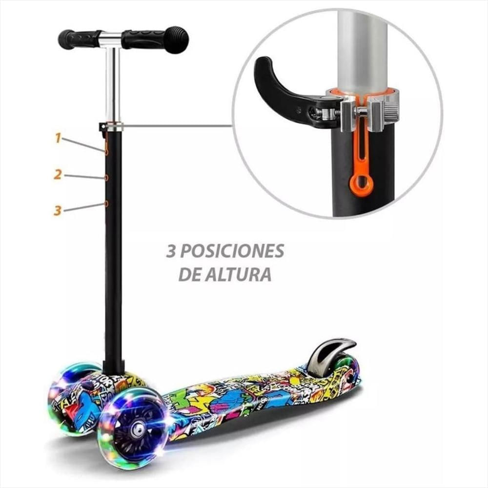 Patineta Scooter Infantil Micmax 3 Ruedas Con Luces Led Multicolor img #4
