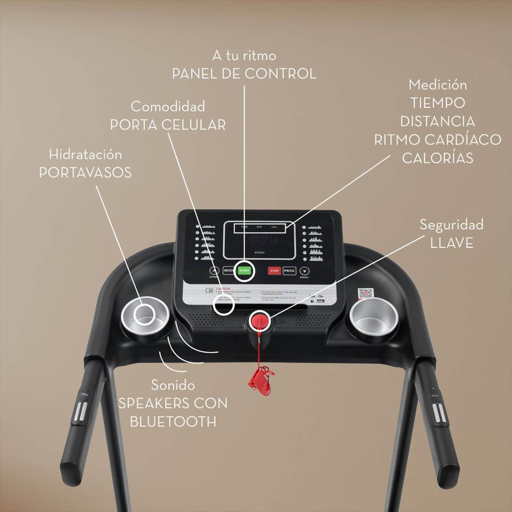 Caminadora Eléctrica 2.5 Hp Rocket Inclinación Y Bluetooth Negro img #3