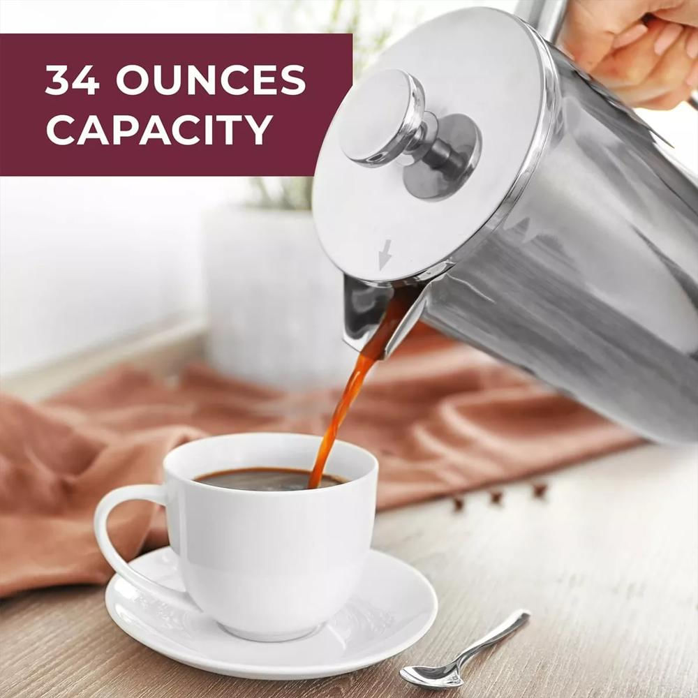 Prensa Cafetera Francesa 1L, Café Intenso Y Aromático img #4