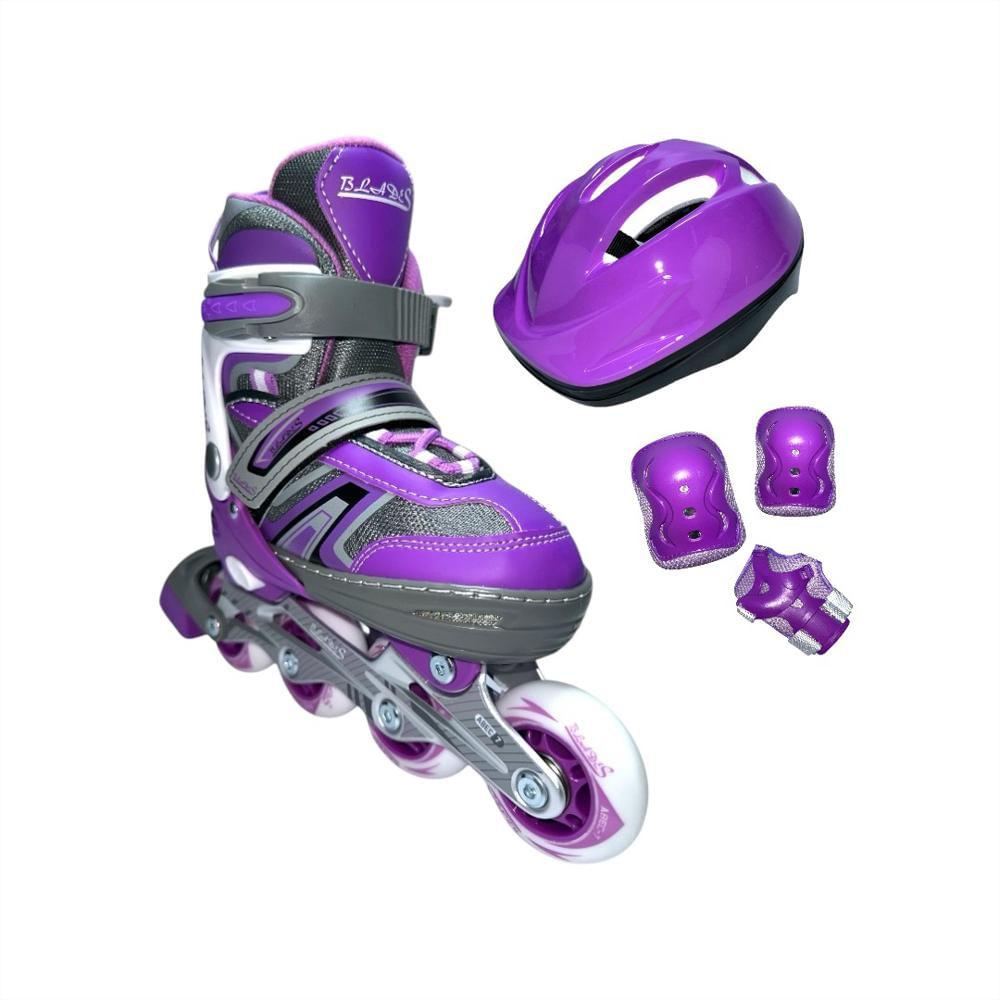 Patines En Linea Semiprofesionales Kit Blades Con Protecciones Morado S (31 Ajustables A 34) img #1