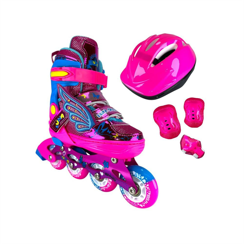 Patines En Linea Semiprofesionales Kit Luna Con Protecciones M (35 Ajustables A 38) img #1