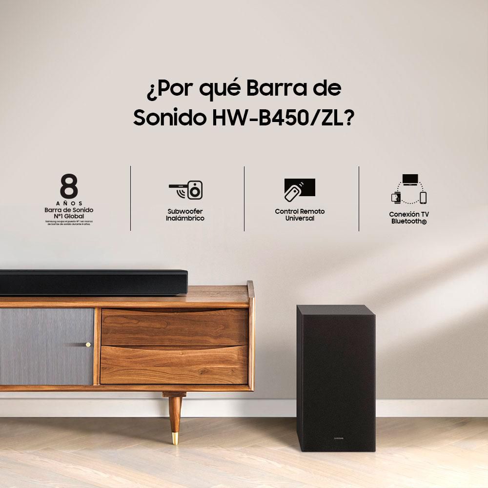 Barra de Sonido SAMSUNG HWB450ZL 300 W 2.1 Bluetooth Negra img #2