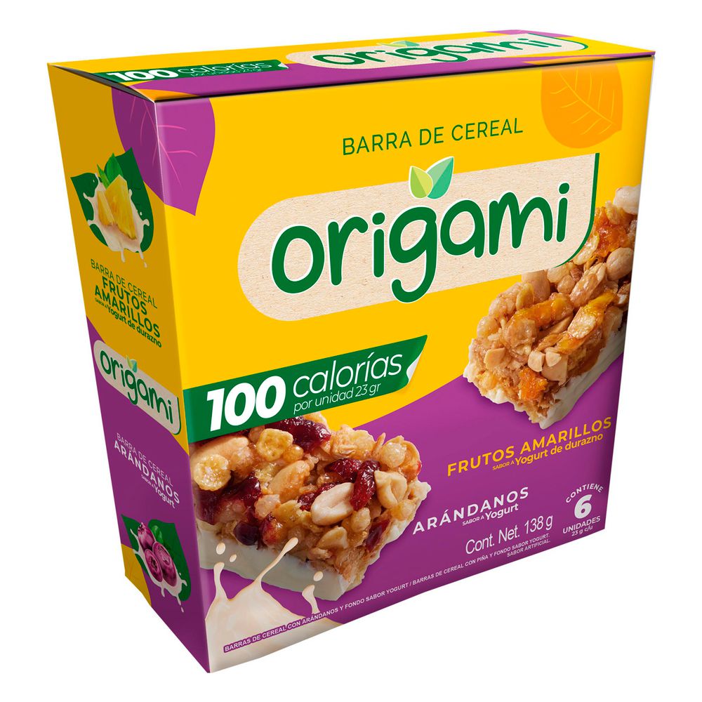 Display barra ORIGAMI Cereal Frutos Amarillos Arándanos (138  gr) img #1