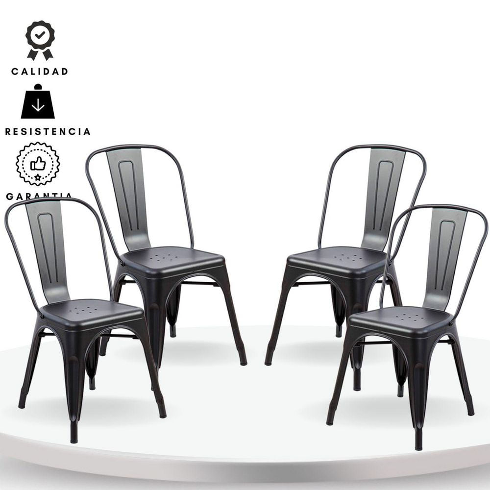 Silla Turca Negro Set X 4 EKONOMODO DESIGN EKMS100NX4 img #1