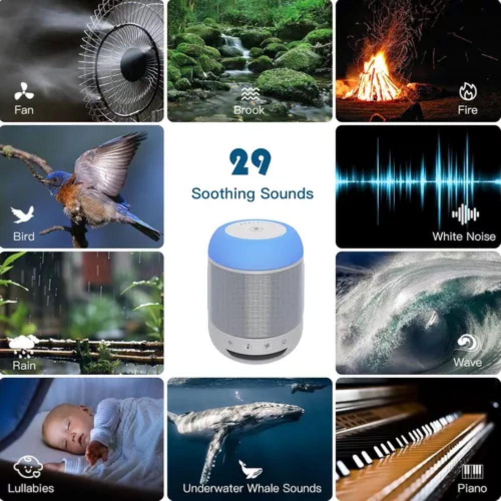 Lampara Y Maquina Sueño Sonido Ruido Blanco Bebe Recargable img #4