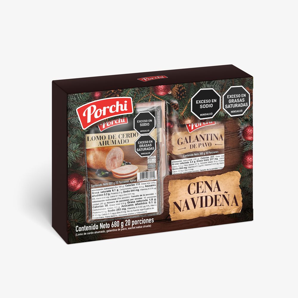Cena navideña PORCHI lomo de cerdo + galantina de pavo (680  gr) img #1