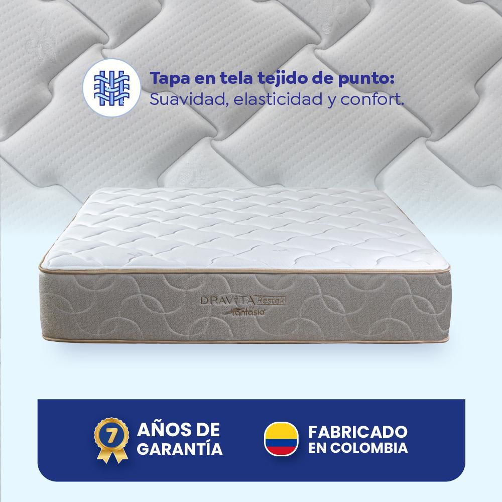 Colchón FANTASIA Sencillo (100 x 190 cm) Dravita Restek Resortado Semifirme img #6