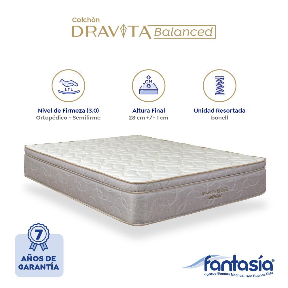 Colchón FANTASIA Doble (140 x 190 cm) Dravita Balanced Resortado Semifirme img #8