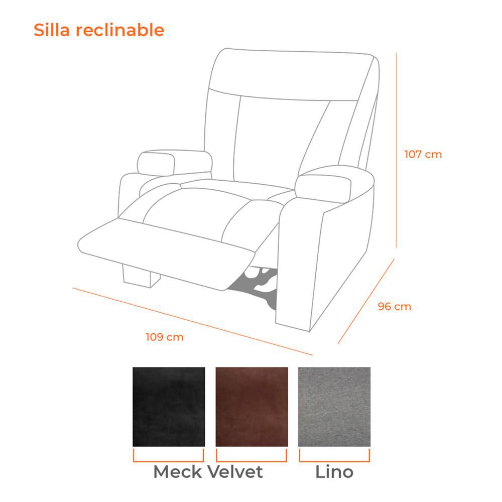 Silla Reclinable Velvet Gris ROMANCE RELAX SILLA RECLINABLE MEC VELVET GRIS img #7