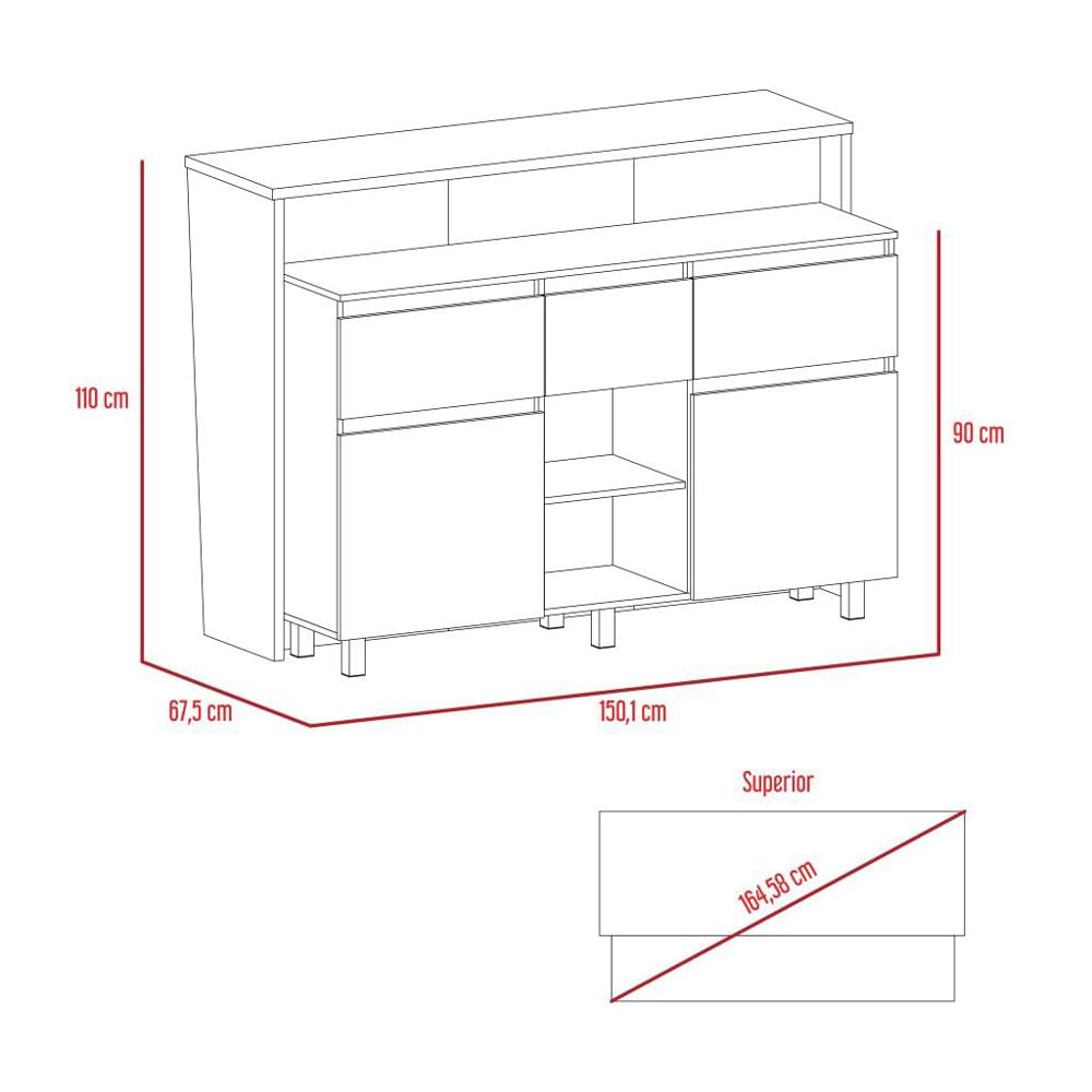 Barra De Cocina Karel, Beige Y Cocoa, Con Tres Cajones img #4
