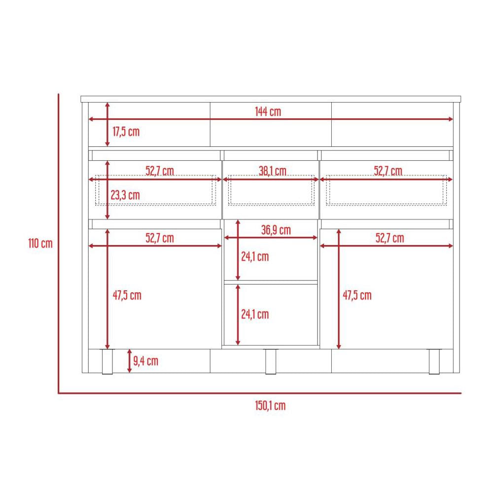 Barra De Cocina Karel, Beige Y Cocoa, Con Tres Cajones img #5