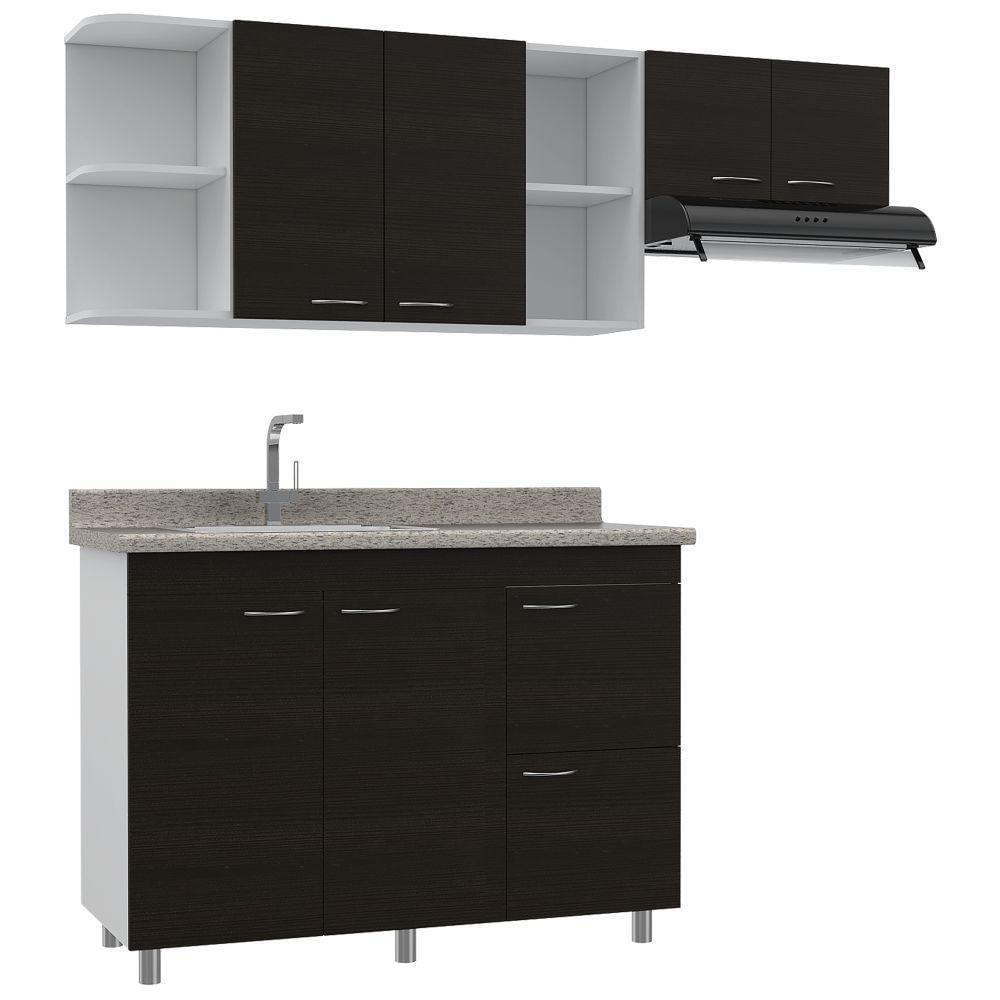 Cocina Elica Wengue Y Blanco 150 Cm Izquierda Con Mesón img #1