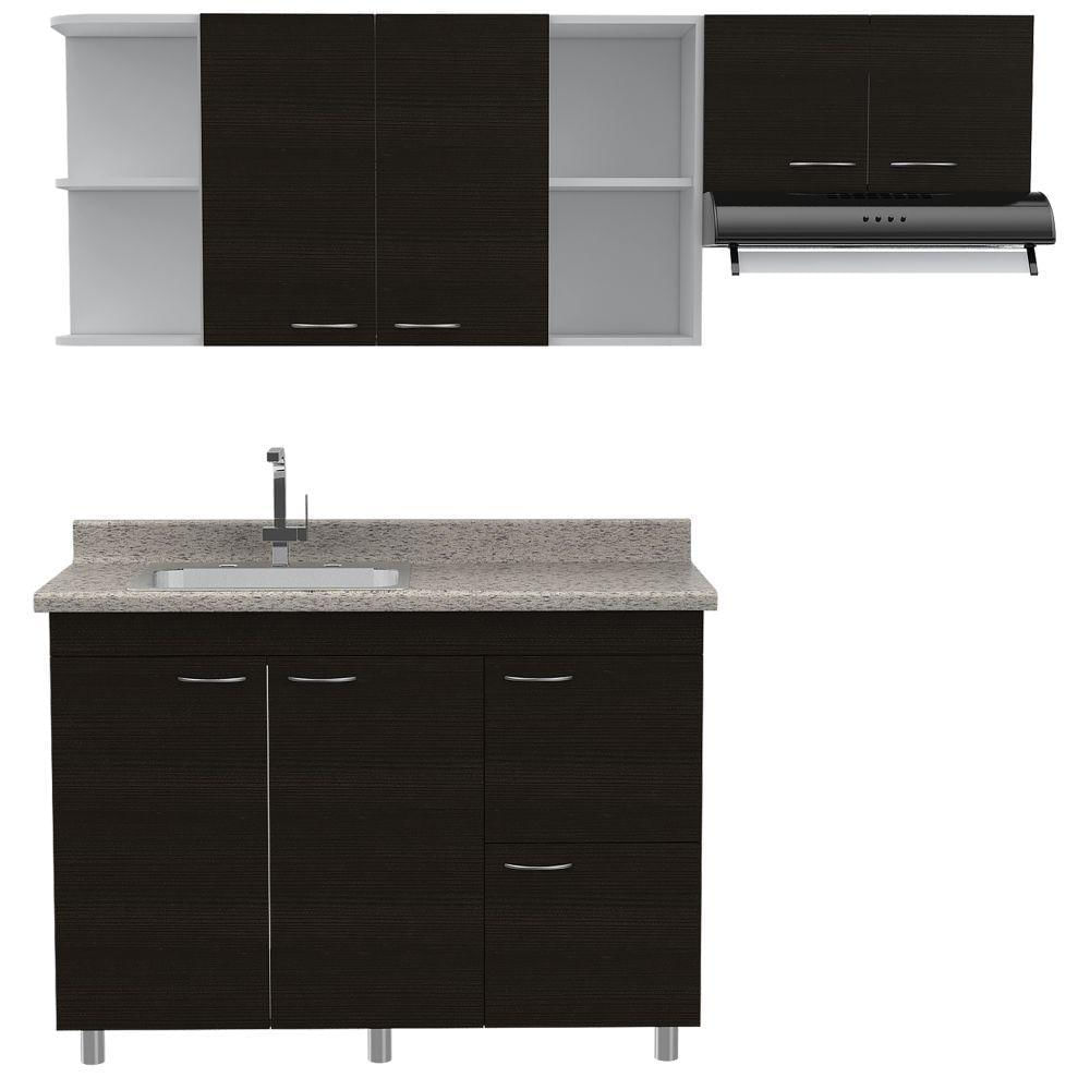Cocina Elica Wengue Y Blanco 150 Cm Izquierda Con Mesón img #2