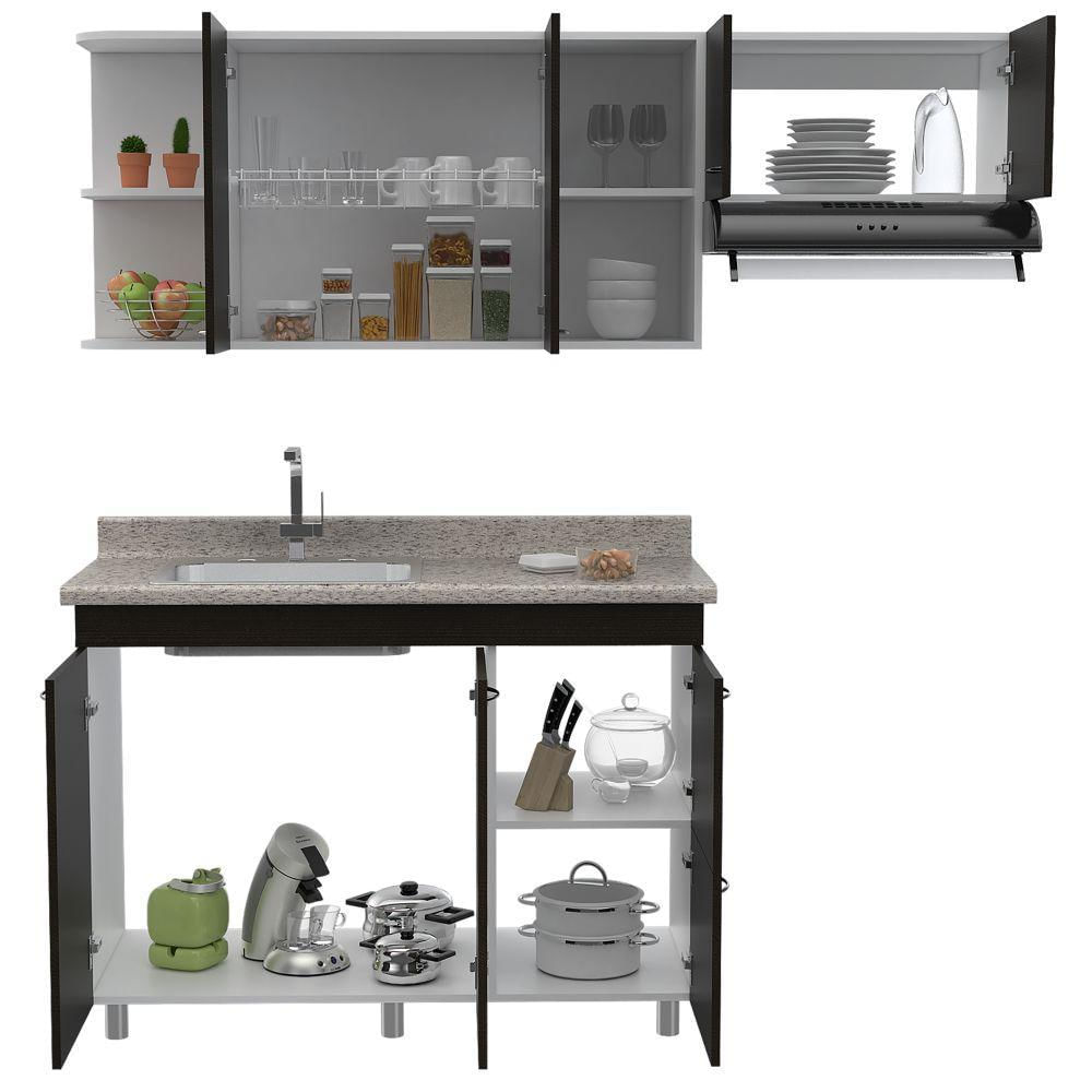 Cocina Elica Wengue Y Blanco 150 Cm Izquierda Con Mesón img #4