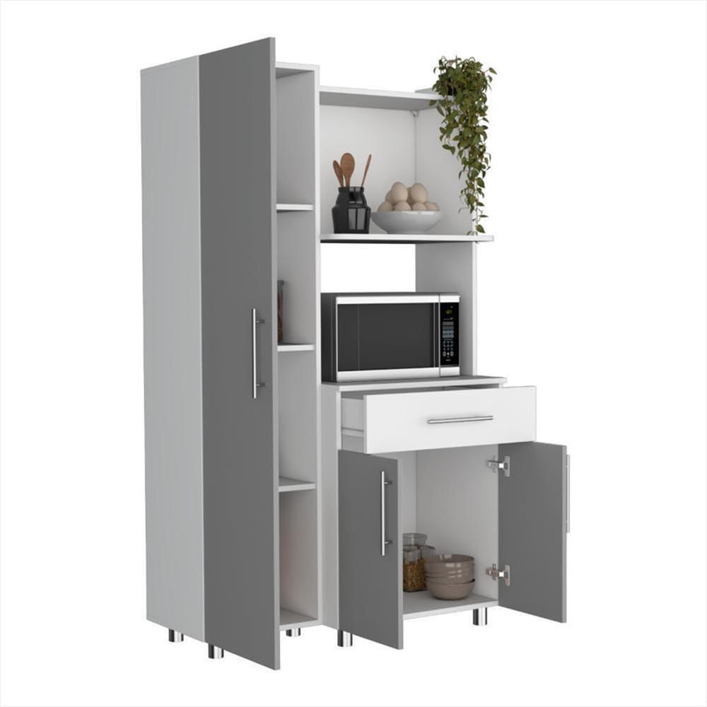 Alacena Panter, Gris Y Blanco Duqueza, Con Espacio Para Microondas Puertas Abatibles Y Un Cajon img #1