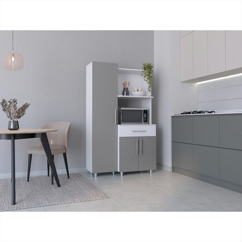 Alacena Panter, Gris Y Blanco Duqueza, Con Espacio Para Microondas Puertas Abatibles Y Un Cajon img #2