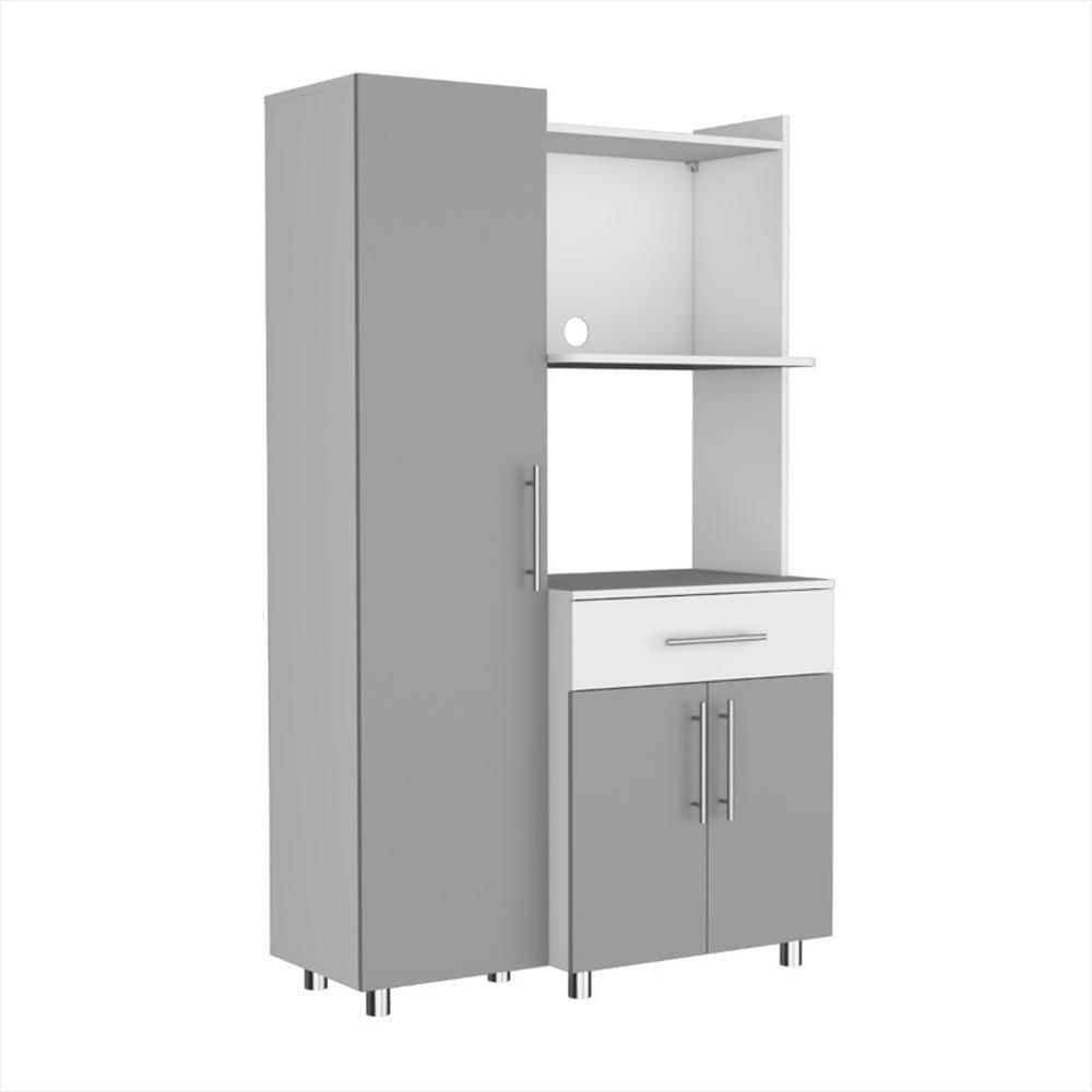 Alacena Panter, Gris Y Blanco Duqueza, Con Espacio Para Microondas Puertas Abatibles Y Un Cajon img #4