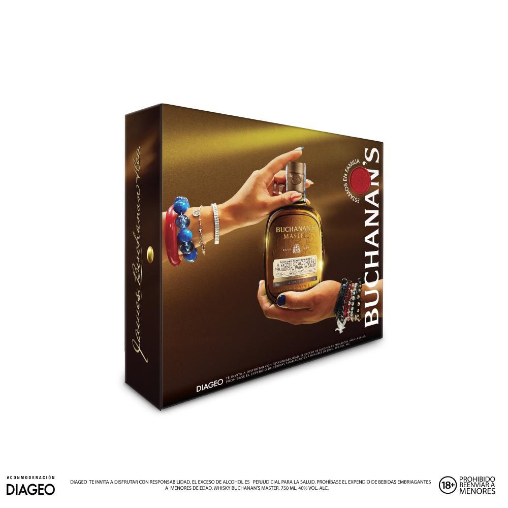 Whisky BUCHANAN S pack 2 vasos de vidrio + master  (750  ml) img #2