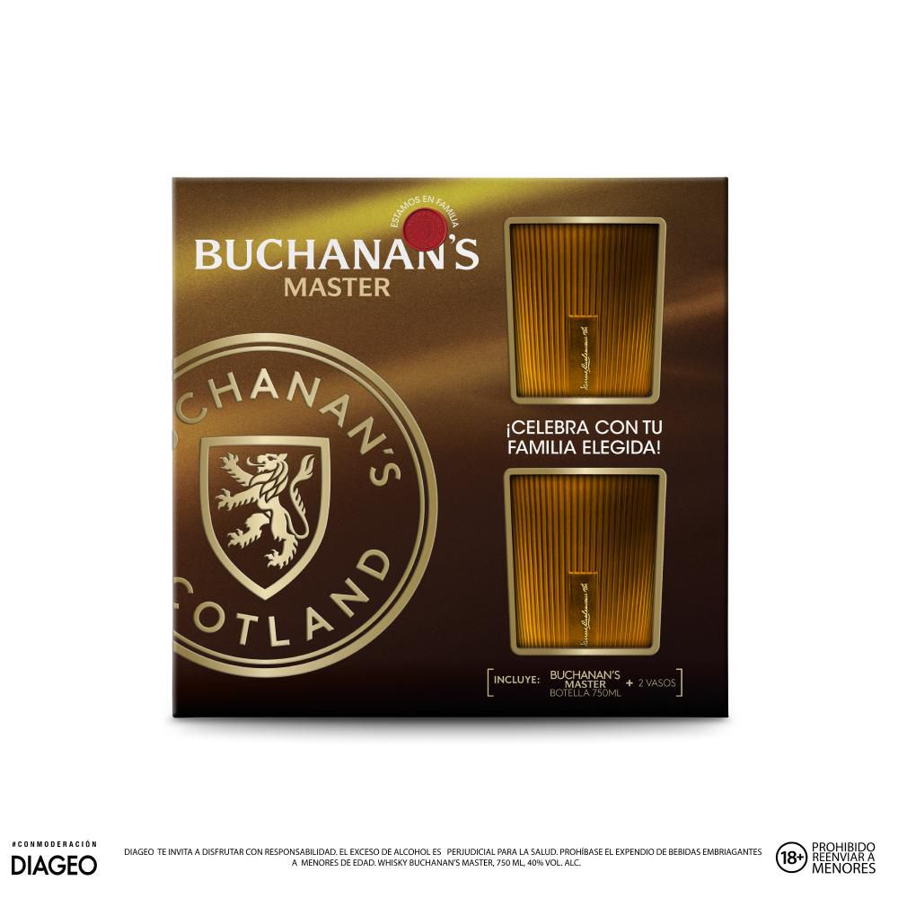Whisky BUCHANAN S pack 2 vasos de vidrio + master  (750  ml) img #3