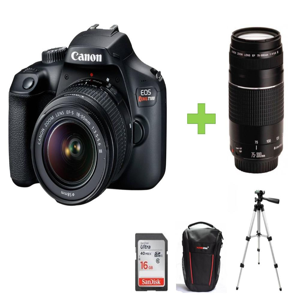 Camara Canon T100 + 18-55 + 16GB + Bolso + 75-300 + Tripode img #1