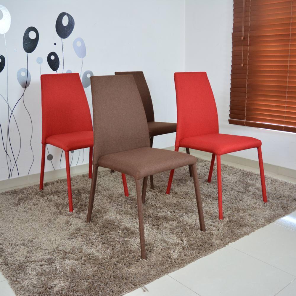 Set Sillas Venecia Tela X 4 Chocolate Rojo img #1