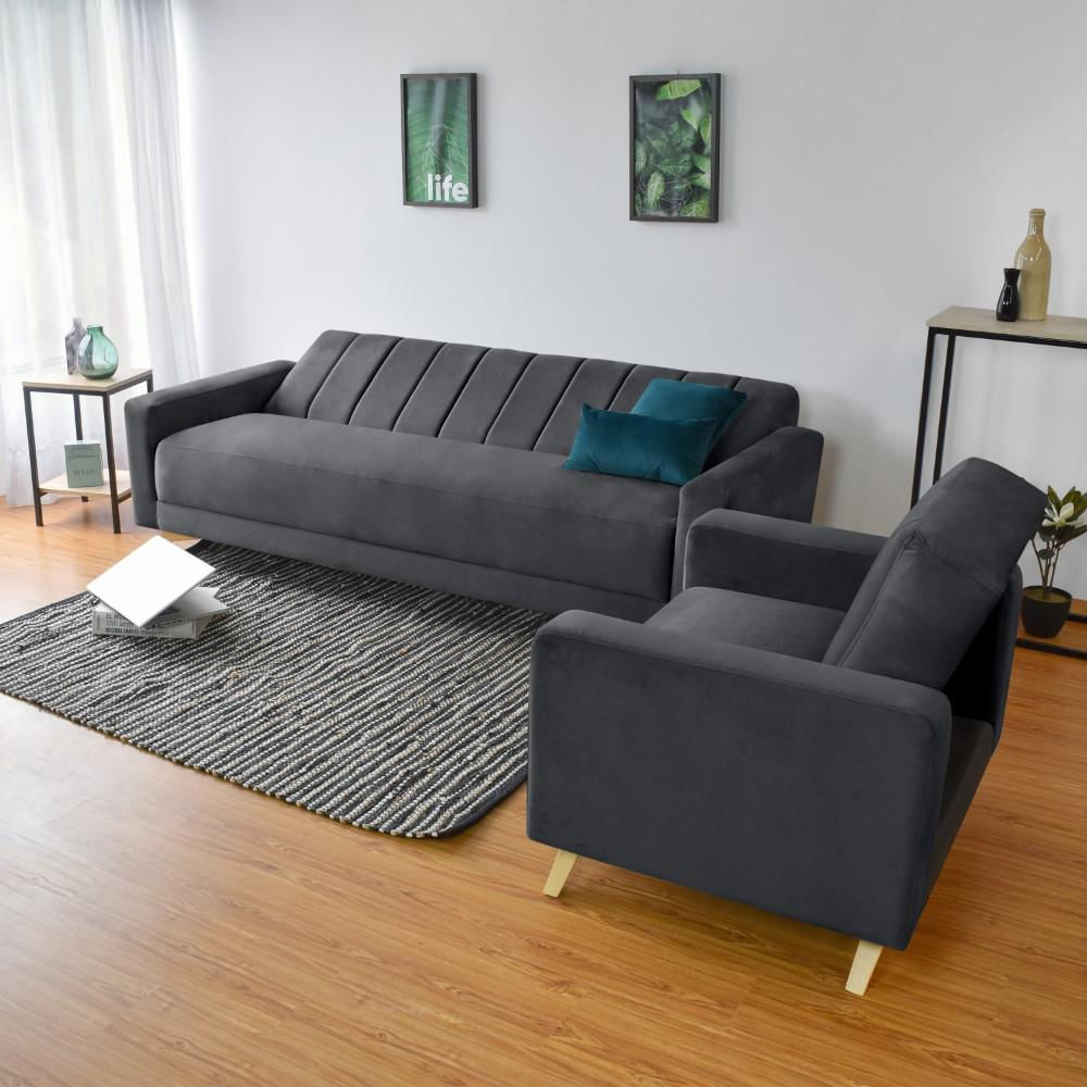 Sofá Y Poltrona Dominic Tela Gris img #5