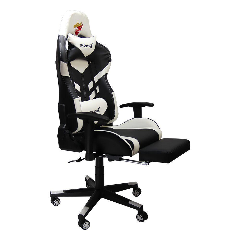Silla Gamer Falconx Sd 257Ft Negro Blanco Reposapies img #2