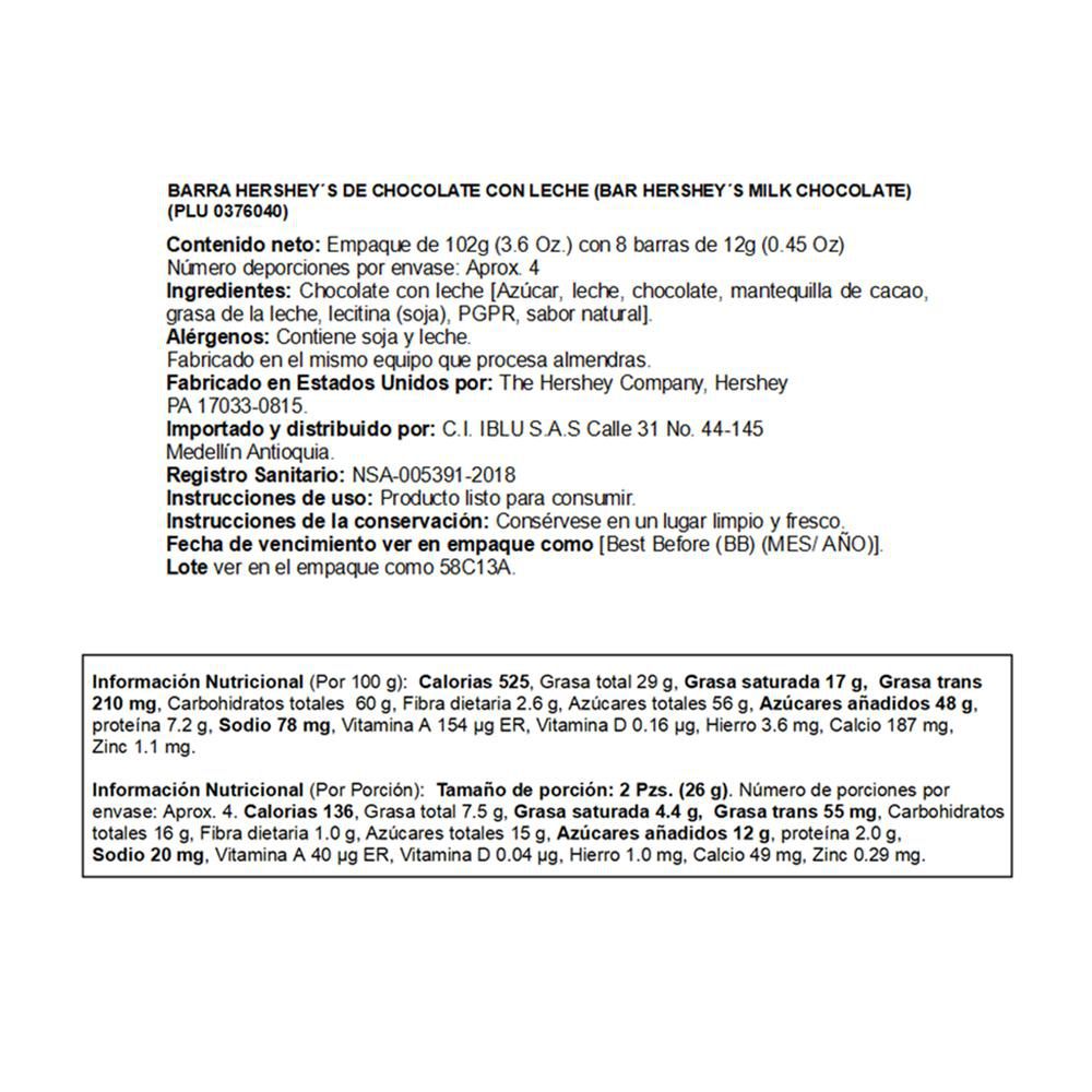 Chocolates HERSHEYS  (102  gr) img #2