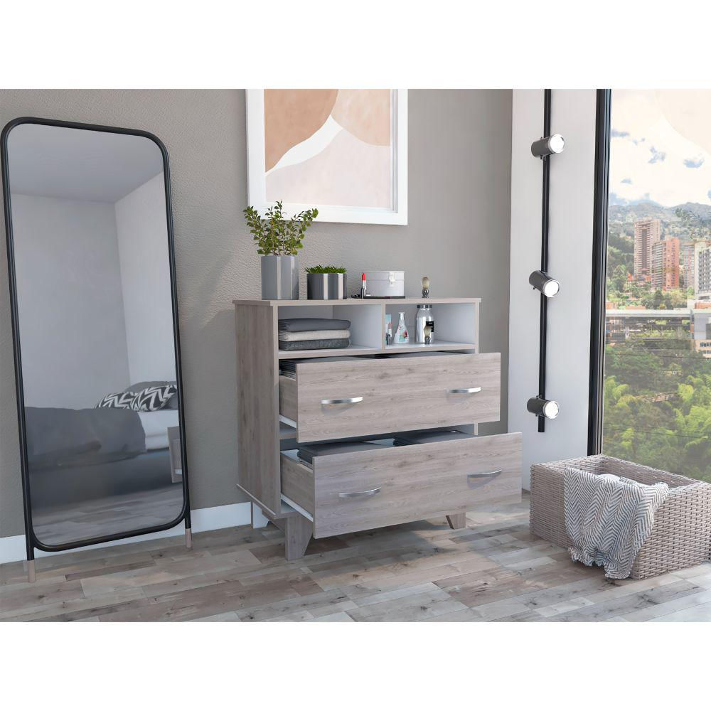 Organizador Atriz, Humo Y Blanco, Con Un Entrepaño Y Dos Cajones Multiusos img #2