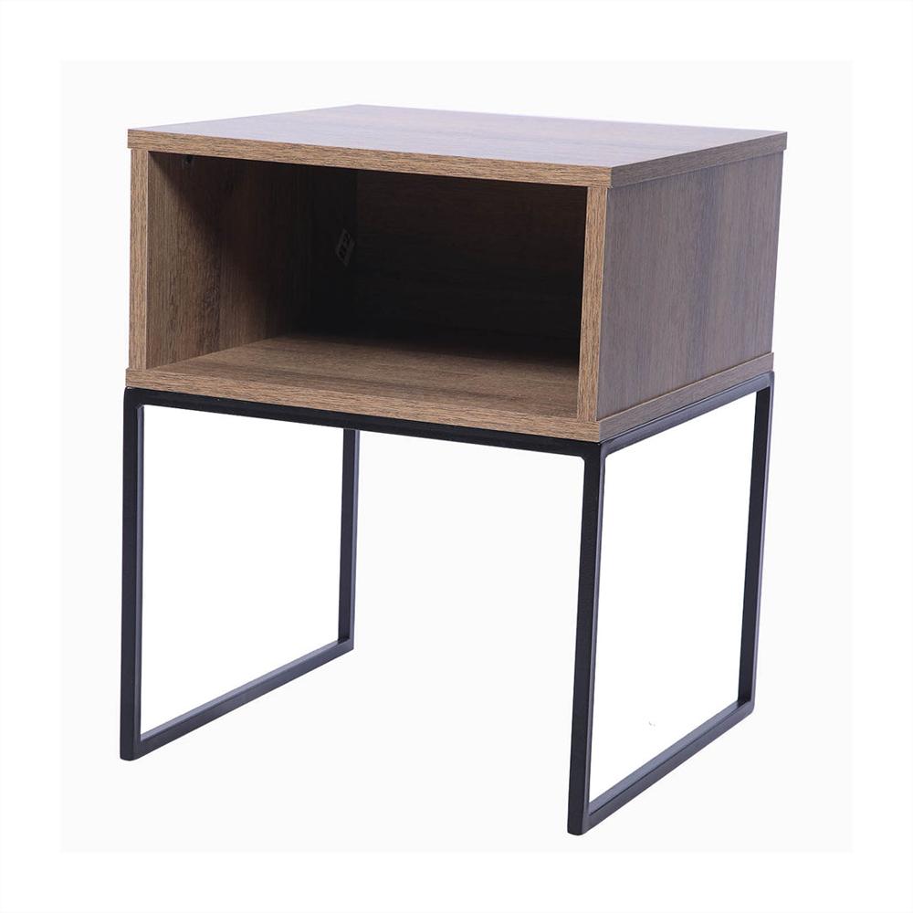 Mesa De Noche Estructura Metálica Multiusos Chocolate img #3