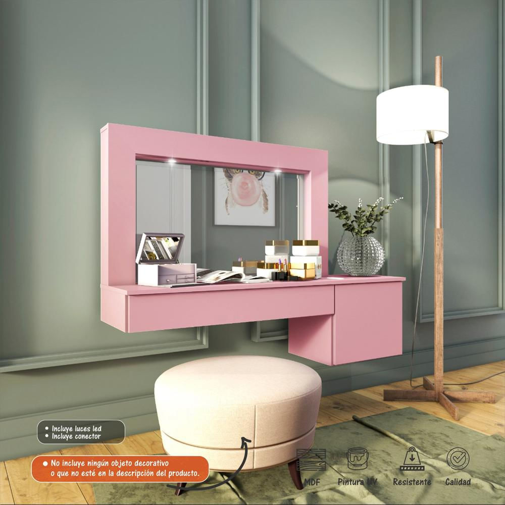 Tocador Moderno Suspendido Con Luces Fabricado Mdp img #2