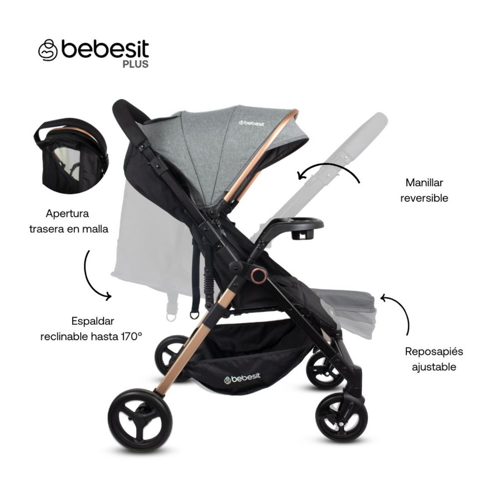 Coche Para Bebes Reversible City Gris Bebesit BEBESIT JC100GY img #2
