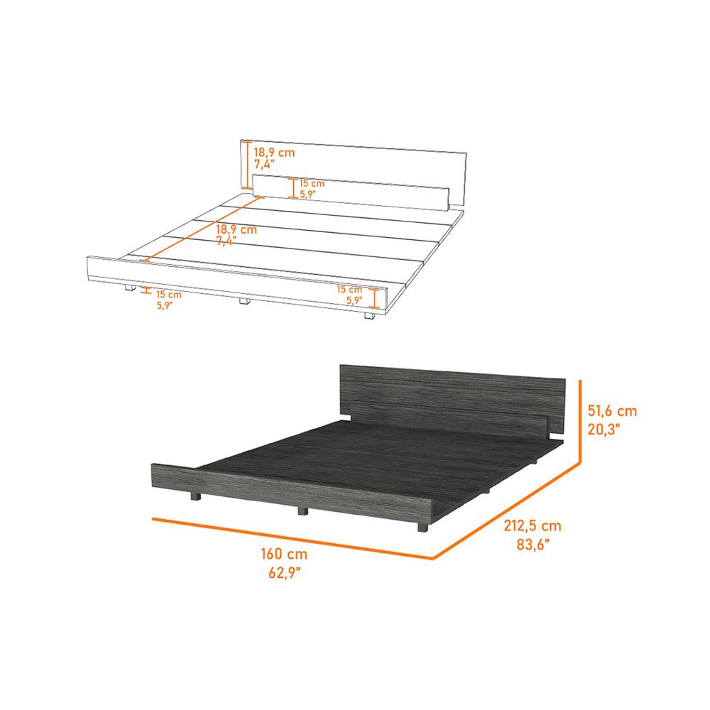 Cama 160 Fabricado En Mdf Color Gris Estilo Moderno img #2