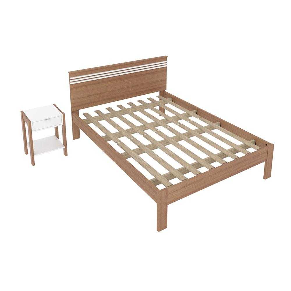 Cama Doble Kaia + Mesa De Noche Alicante Almendra/Blanco img #3