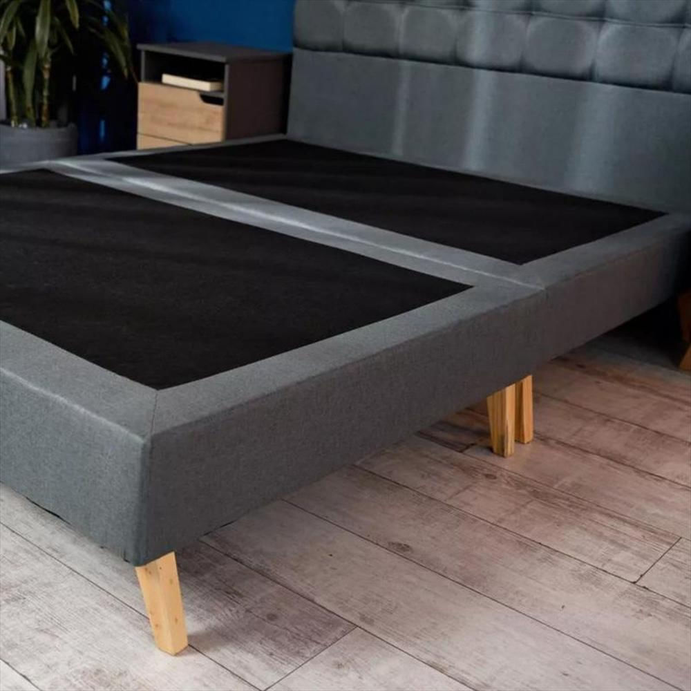 Base Cama Moderna Con Espaldar Queen Gris Oscuro img #2