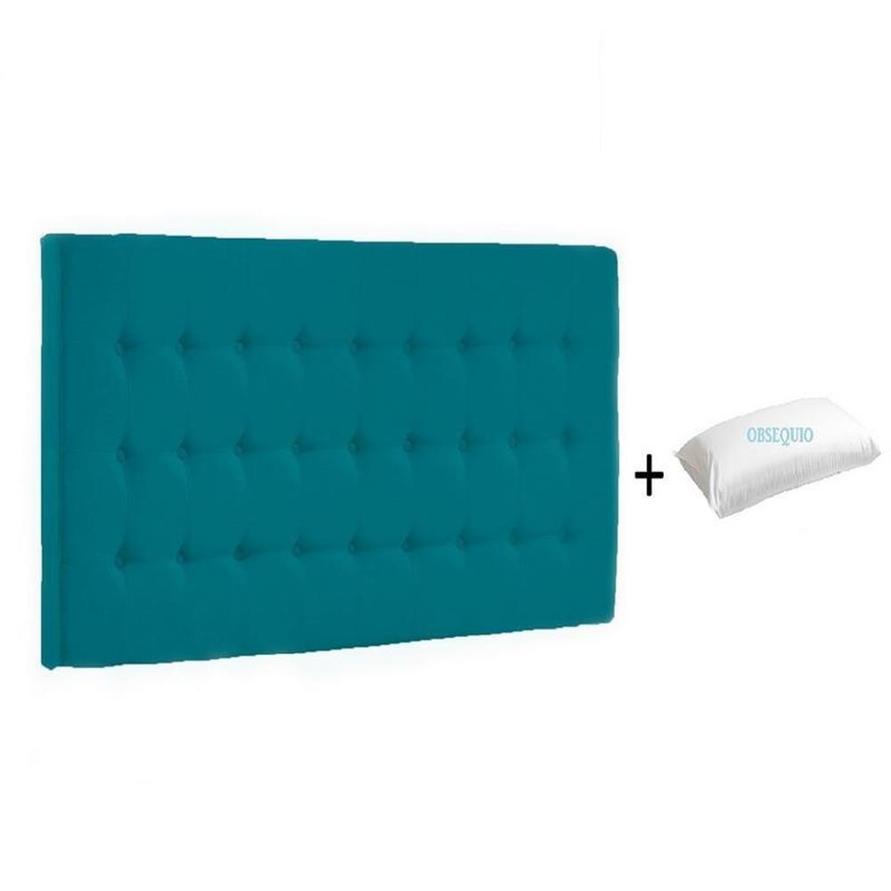 Combo Cabecero Sencillo Cuadros Turquesa + Almohada Banzay img #1