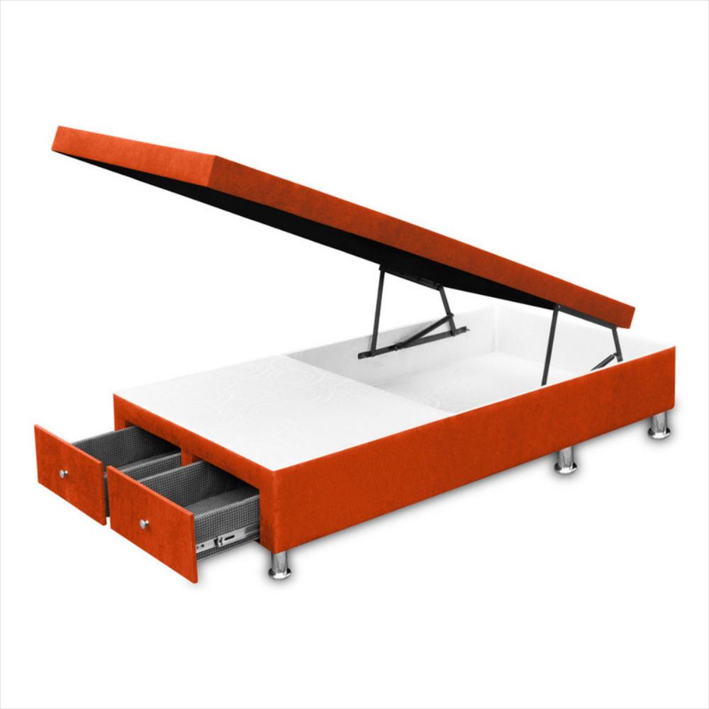 Cama Baúl Magic Class Con Cajones 120X190 Microfibranaranja img #2
