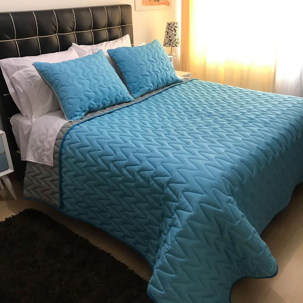 Edredon Sencillo Quilt Español Doble Faz Agua Gris img #2