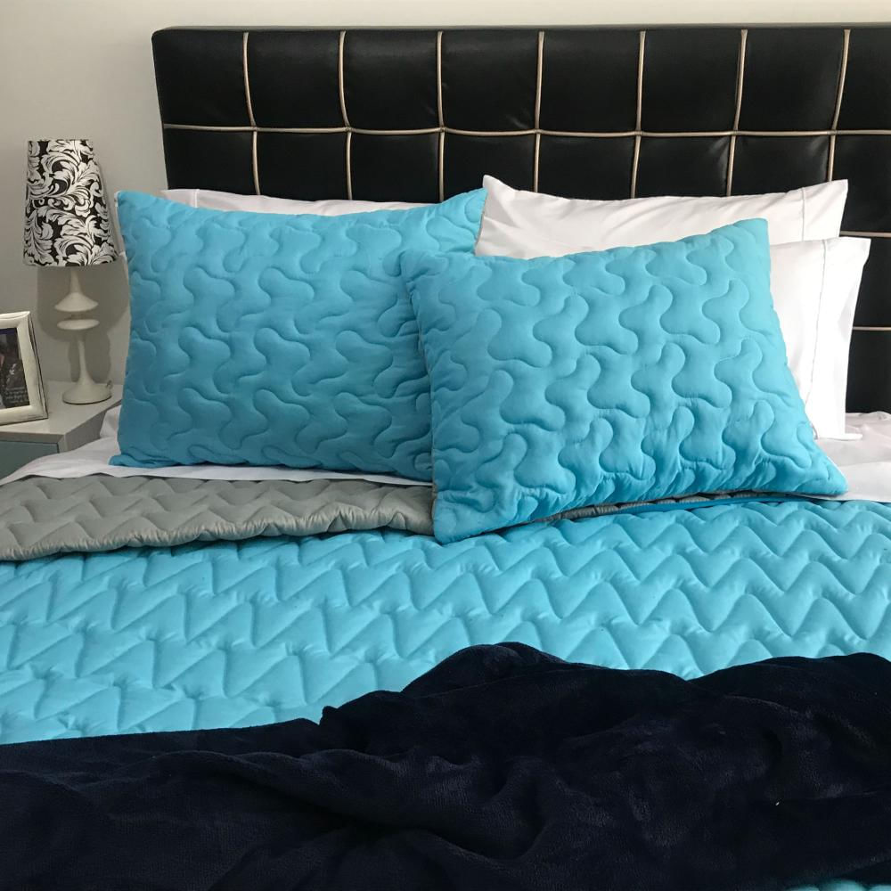 Edredon Sencillo Quilt Español Doble Faz Agua Gris img #4