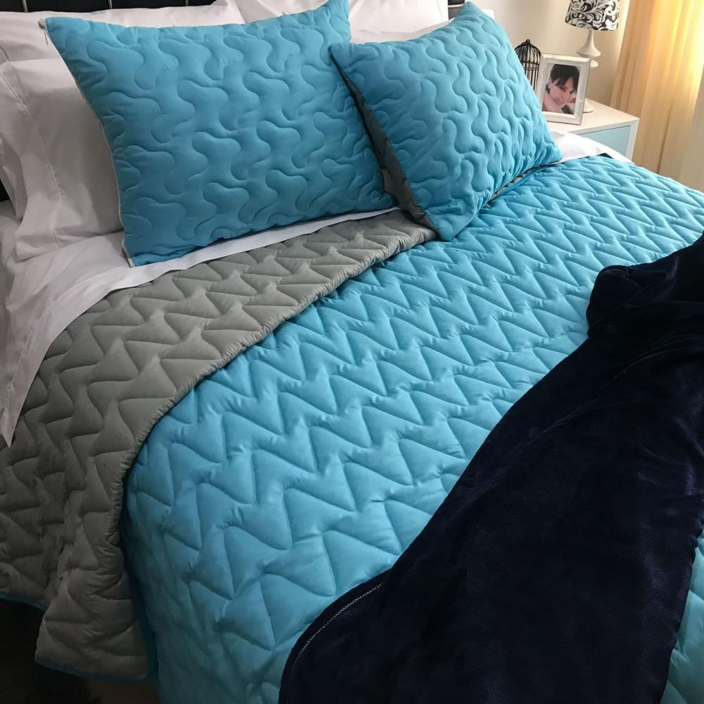 Edredon Sencillo Quilt Español Doble Faz Agua Gris img #1