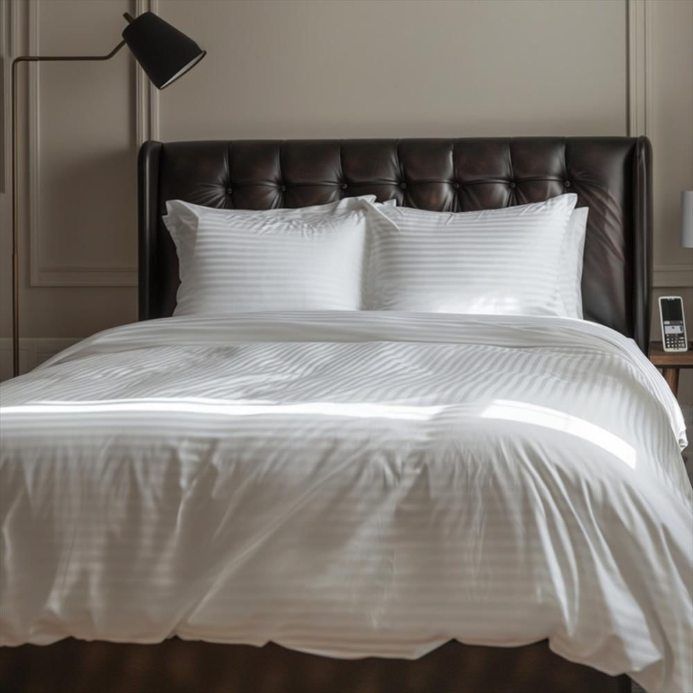 Funda Duvet Sateen Rayas Cama Sencilla Color Blanco 125 Gramos Mindy img #1