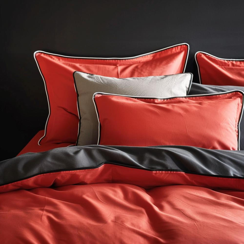 Funda Duvet Doble Faz Lisboa Cama Sencilla Negro Rojo img #2