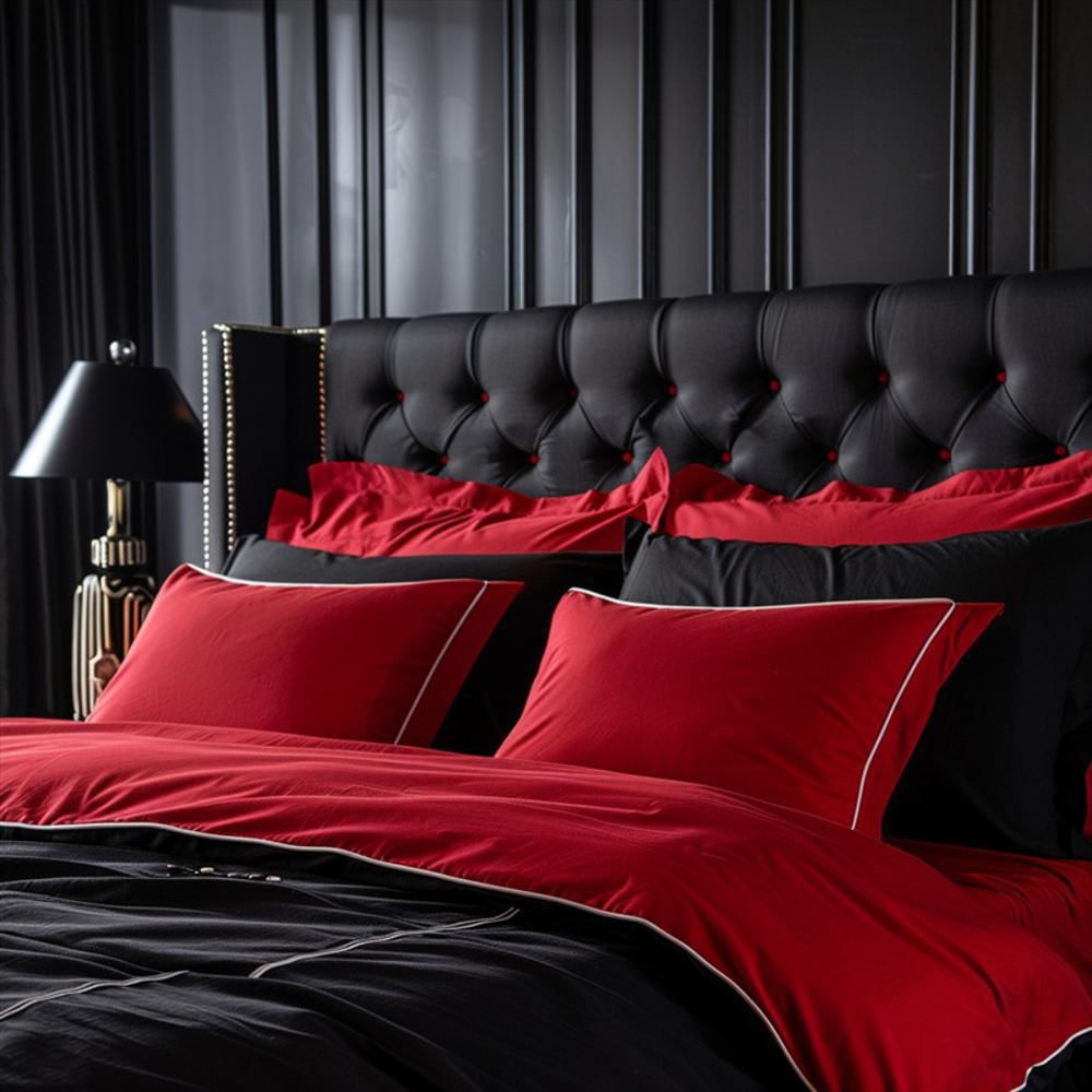 Funda Duvet Doble Faz Lisboa Cama Sencilla Negro Rojo img #3