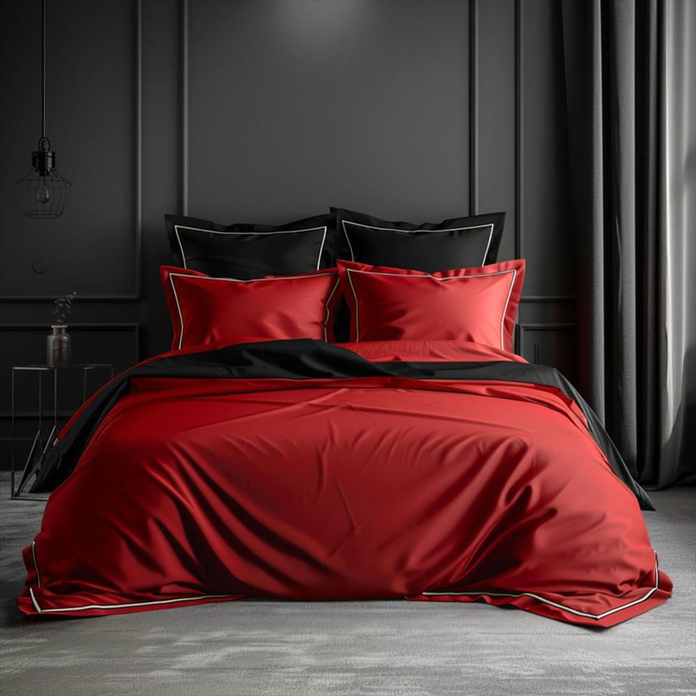 Funda Duvet Doble Faz Lisboa Cama Sencilla Negro Rojo img #4