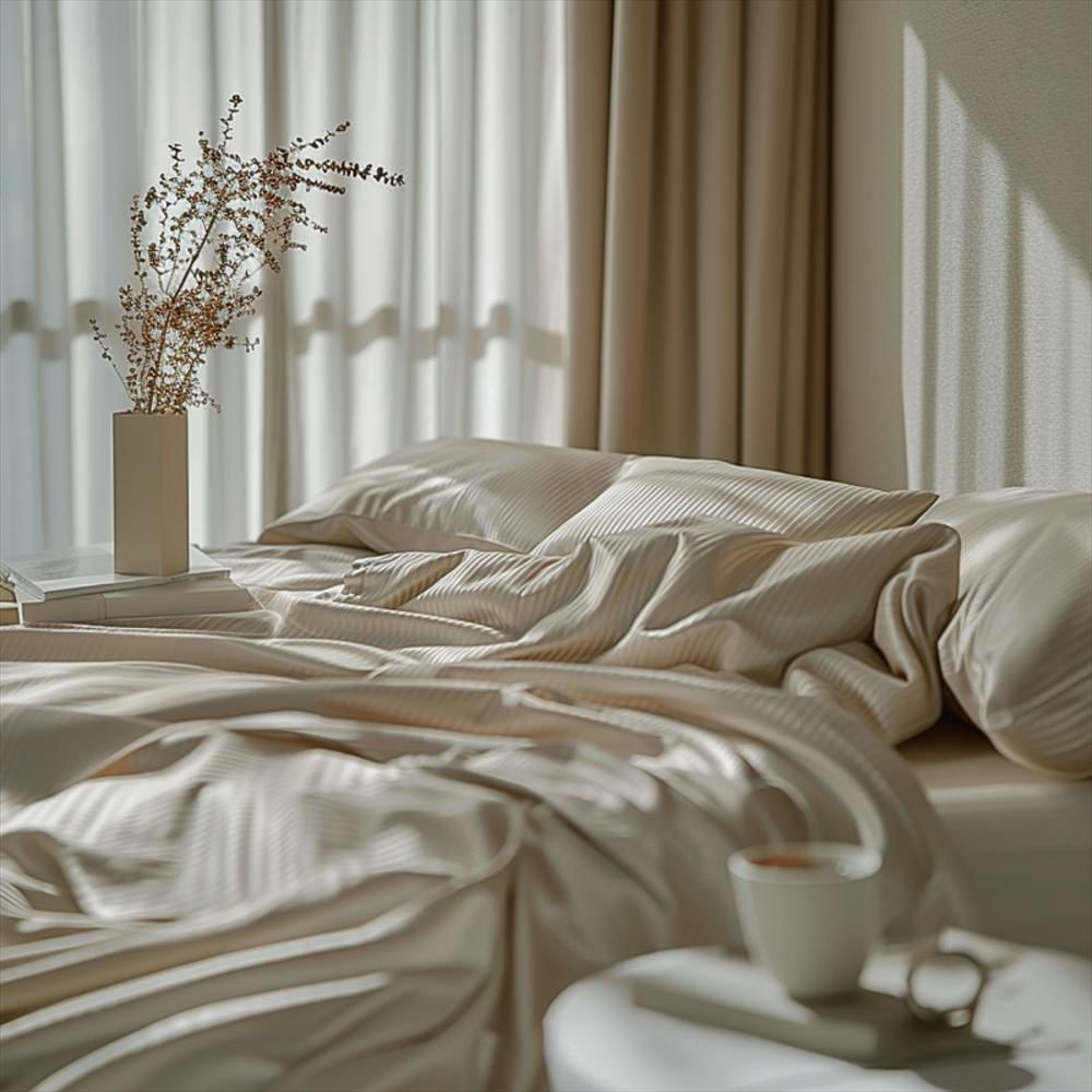 Fundas Duvet A Rayas + 2 Fundas De Almohada Queen Beige img #4