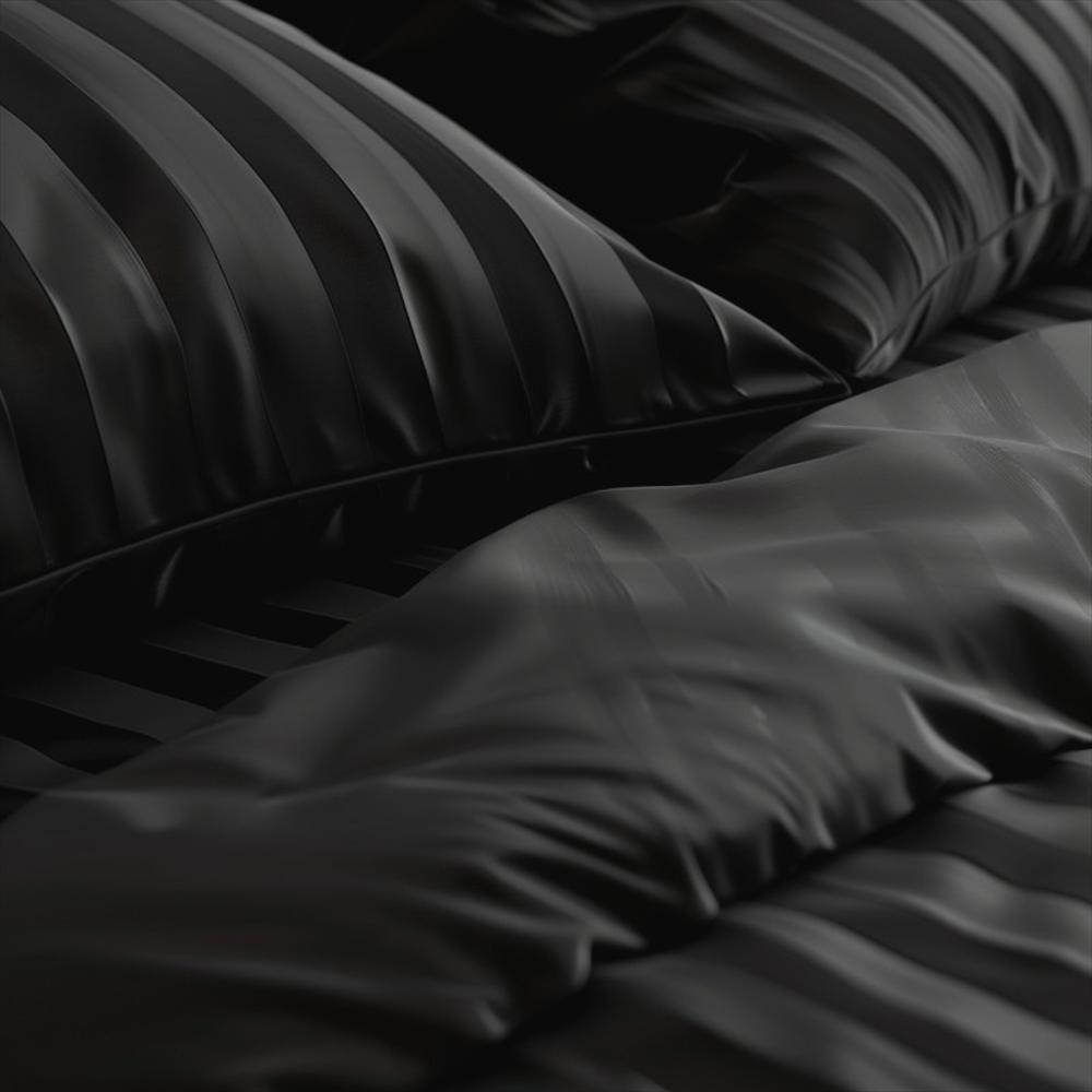 Fundas Duvet A Rayas + 2 Fundas De Almohada Queen Negro img #2