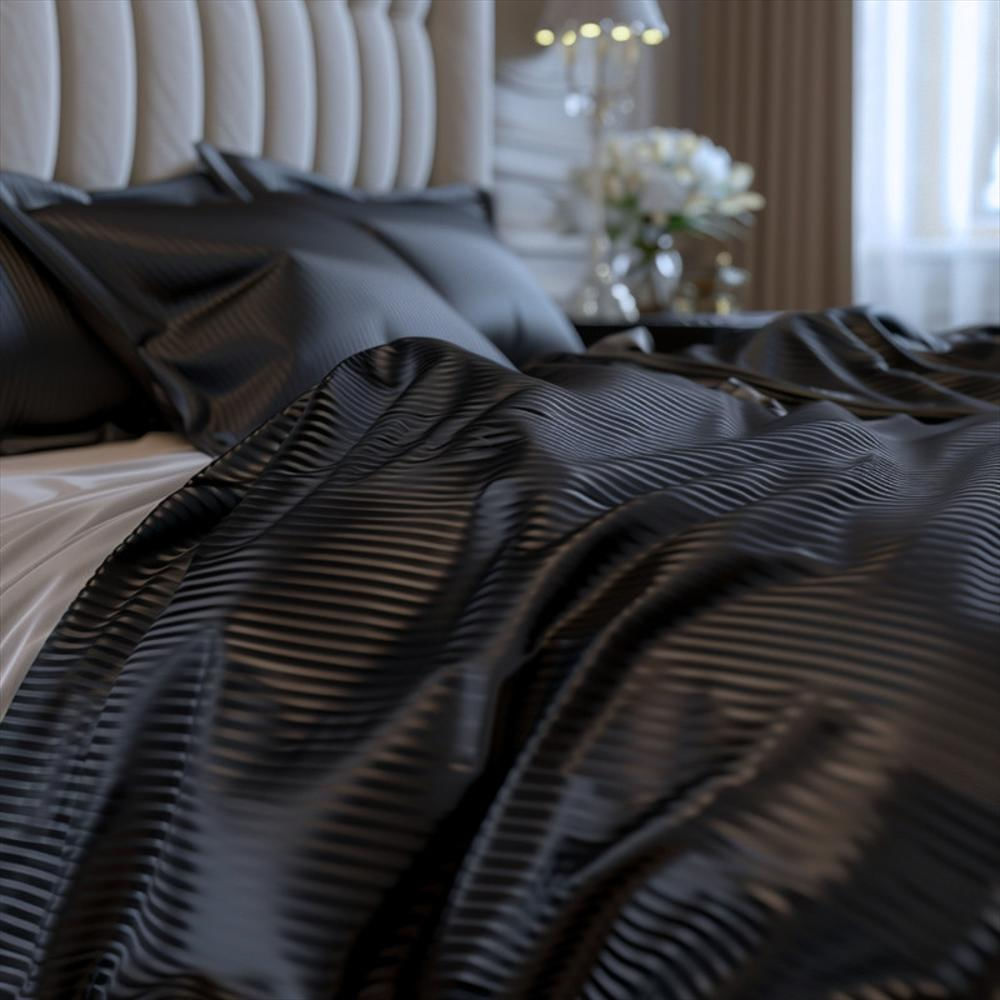 Fundas Duvet A Rayas + 2 Fundas De Almohada Doble Negro img #4