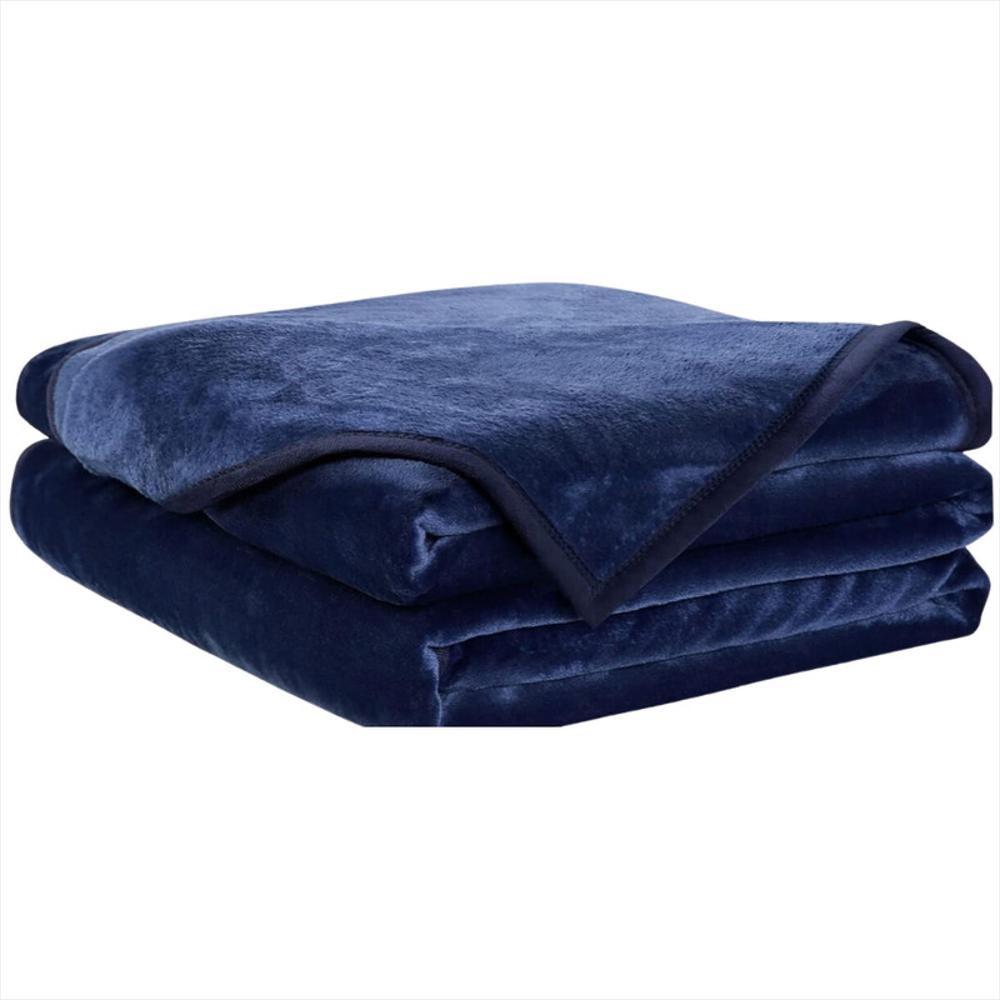 Cobija Piel De Conejo Cama Queen Color Azul Oscuro img #1