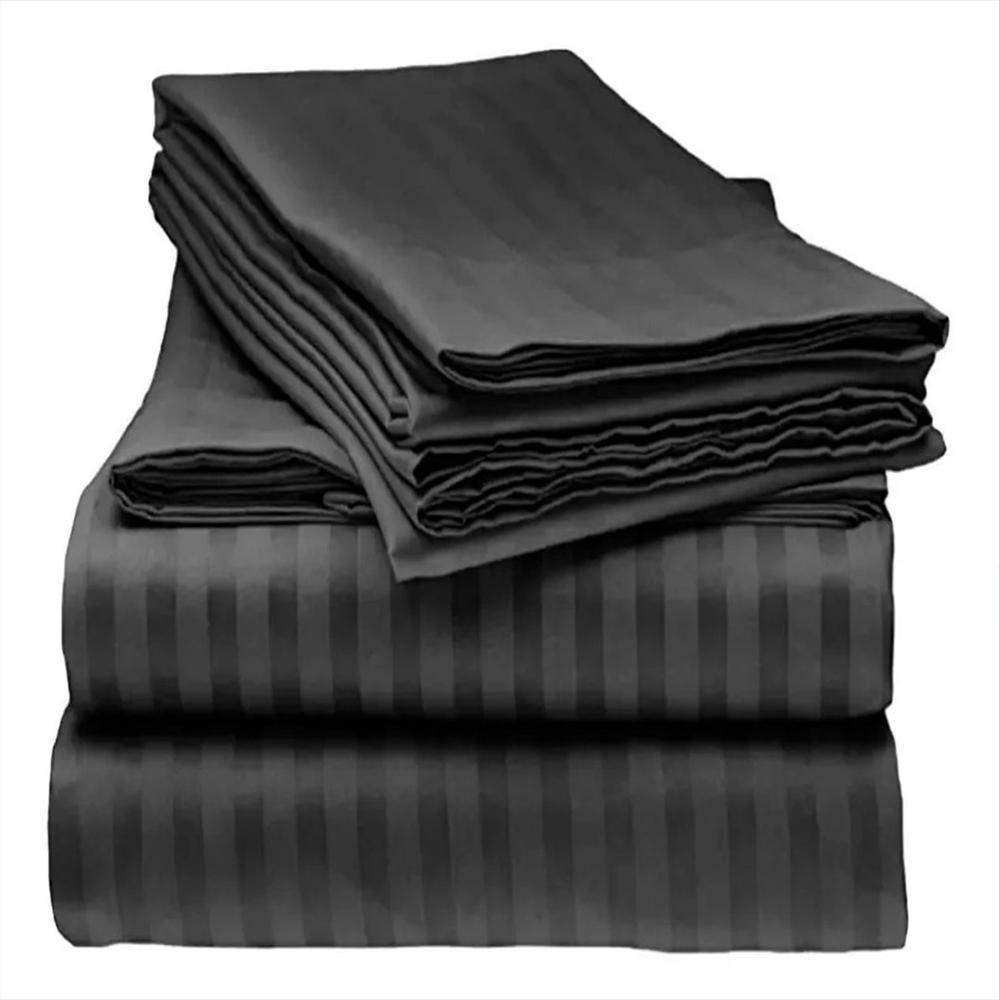 Juego Sabanas Cama Doble Negro Unicolor De Lujo img #2